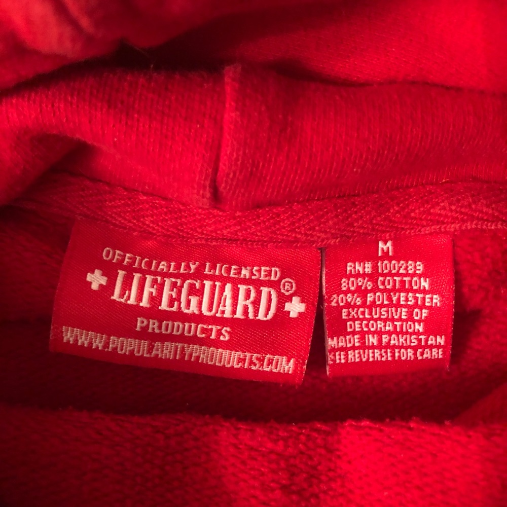 LIFEGUARD Official Myrtle Beach Size M Red Hoodie Sweatshirt Beachwear Logo - Picture 2 of 3